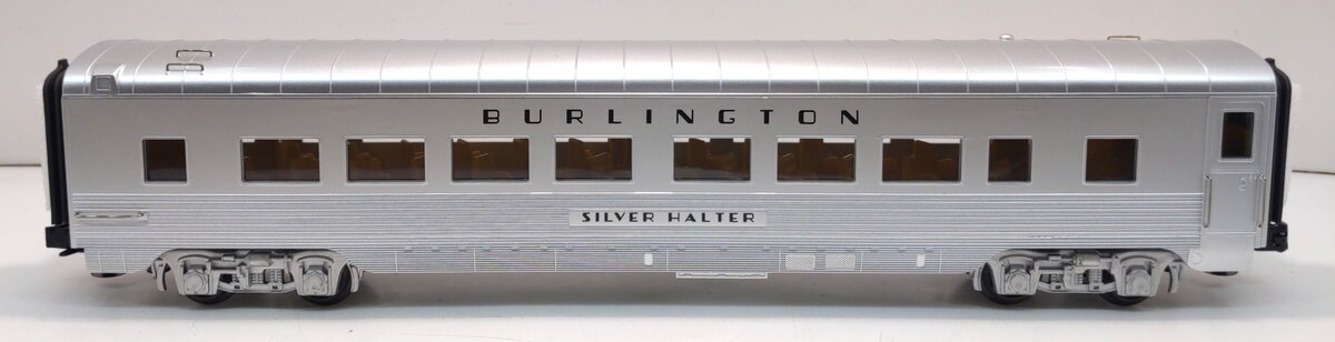 MTH 30-67877 O CB&Q Silver Halter 60' SL Fluted-Side ABS Passenger Coach 3-Rail