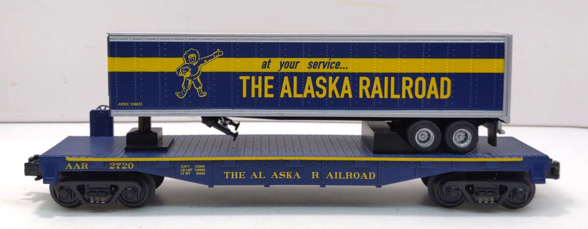 MTH 30-76126 O Gauge Alaska Flatcar with Trailer #2720 LN/Box