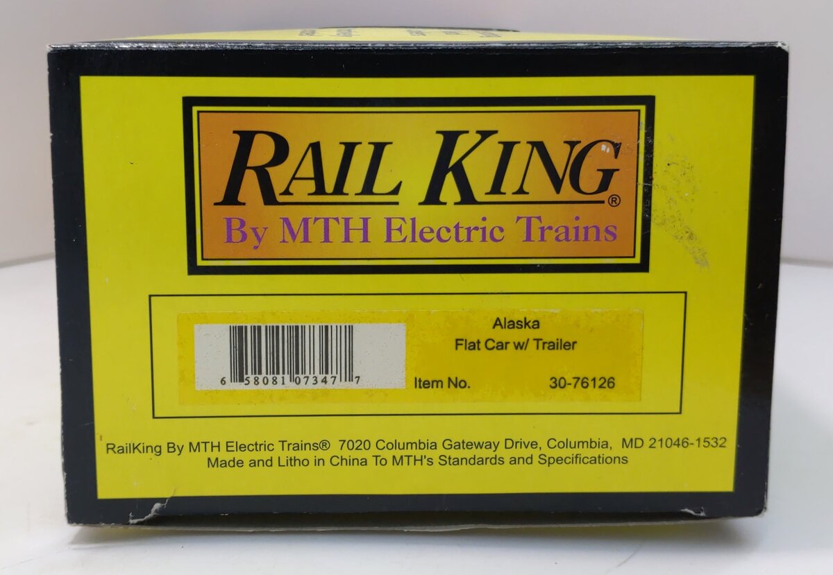 MTH 30-76126 O Gauge Alaska Flatcar with Trailer #2720 LN/Box