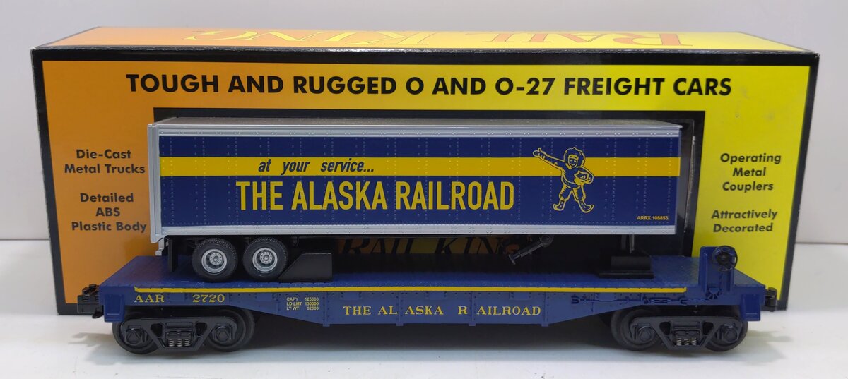 MTH 30-76126 O Gauge Alaska Flatcar with Trailer #2720 LN/Box