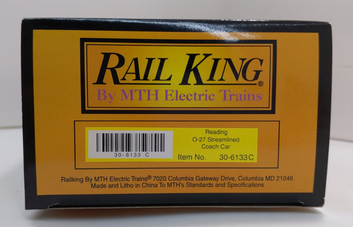 MTH 30-6133C O Gauge Reading Streamlined Coach Car #3 LN/Box