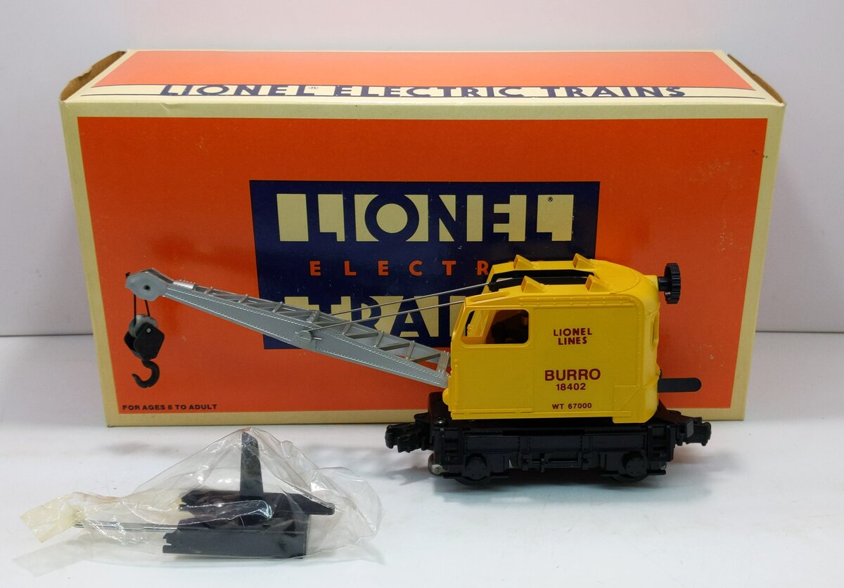 Lionel 6-18402 O Gauge Lionel Lines Operating Burro Crane #18402 LN/Box