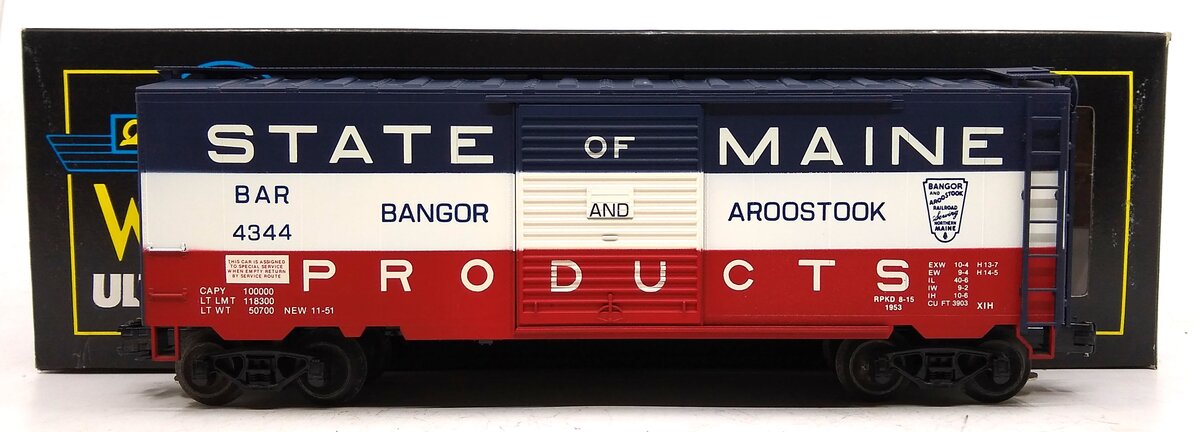 Weaver 3082 O Gauge State of Maine PS-1 40' Box Car #4344 (3-Rail) LN/Box