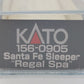 Kato 156-0905 N Scale Santa Fe "Regal Spa" 4-4-2 Sleeper Passenger Car