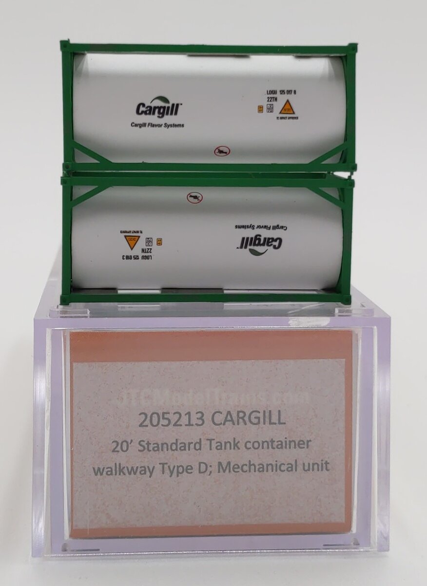 JTC Model Trains 205213 N Cargill 20' Standard Tank Container (Pack of 2)