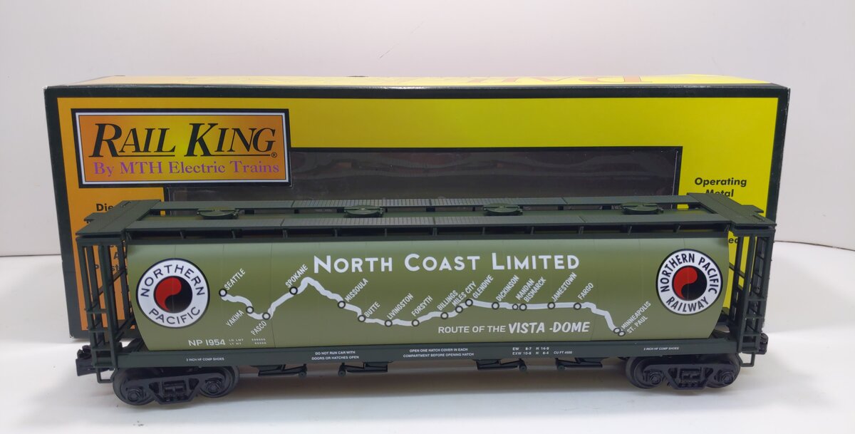MTH 30-75534 O Northern Pacific 4-Bay Cylindrical Covered Hopper #1954