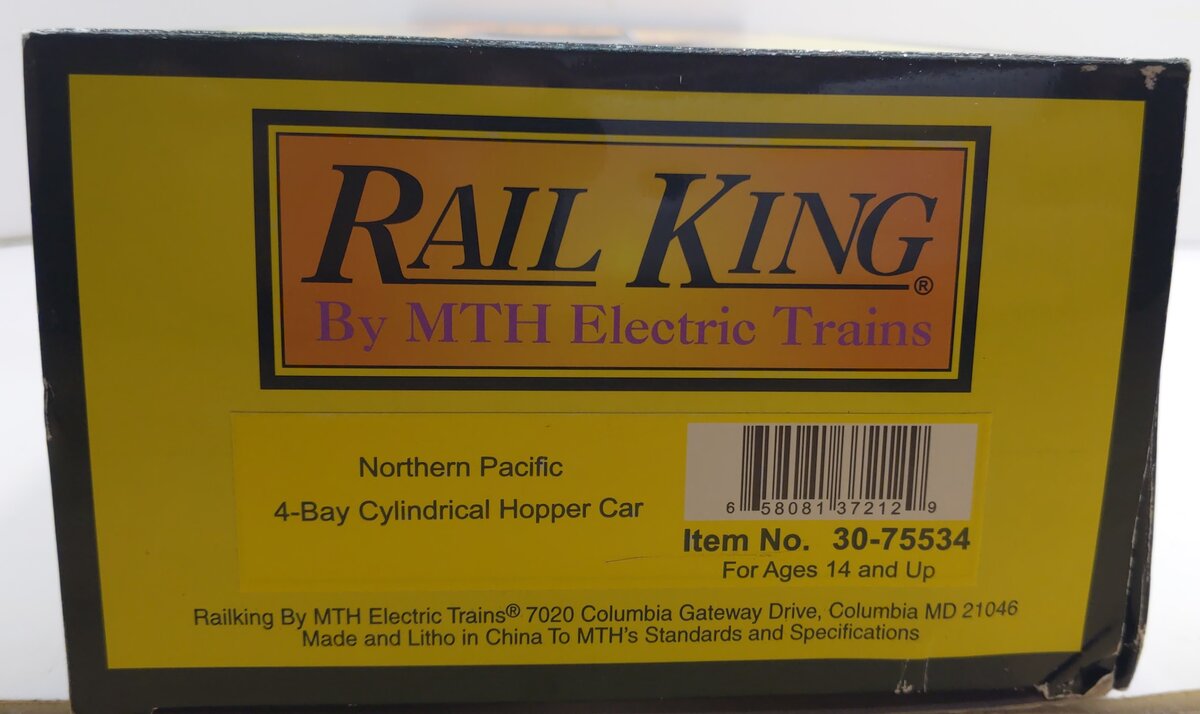 MTH 30-75534 O Northern Pacific 4-Bay Cylindrical Covered Hopper #1954