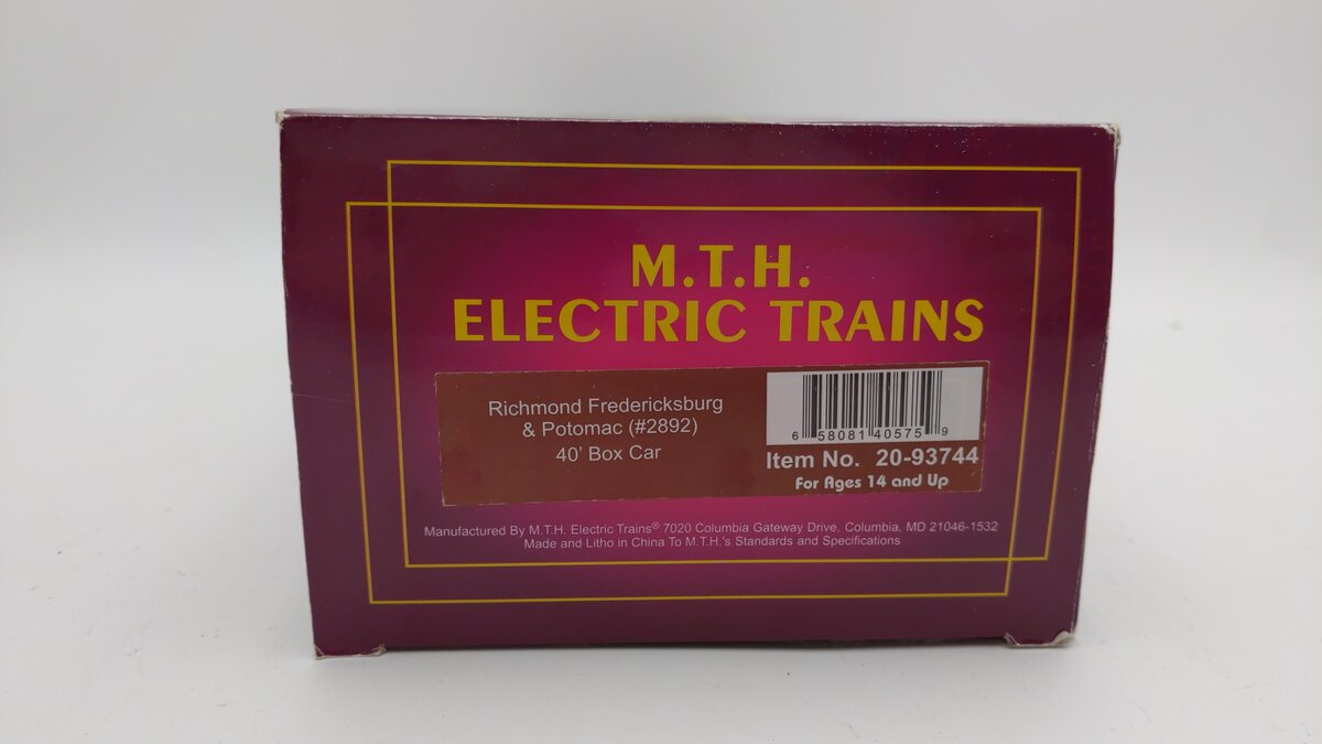 MTH 20-93744 O Richmond Fredericksburg and Potomac 40' Box Car #2892