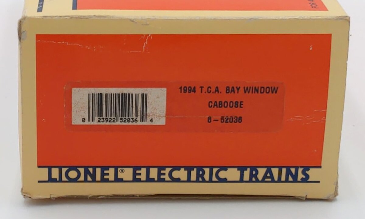 Lionel 6-52036 O Gauge TCA 40th National Convention Bay Window Caboose 1954-1994 LN/Box