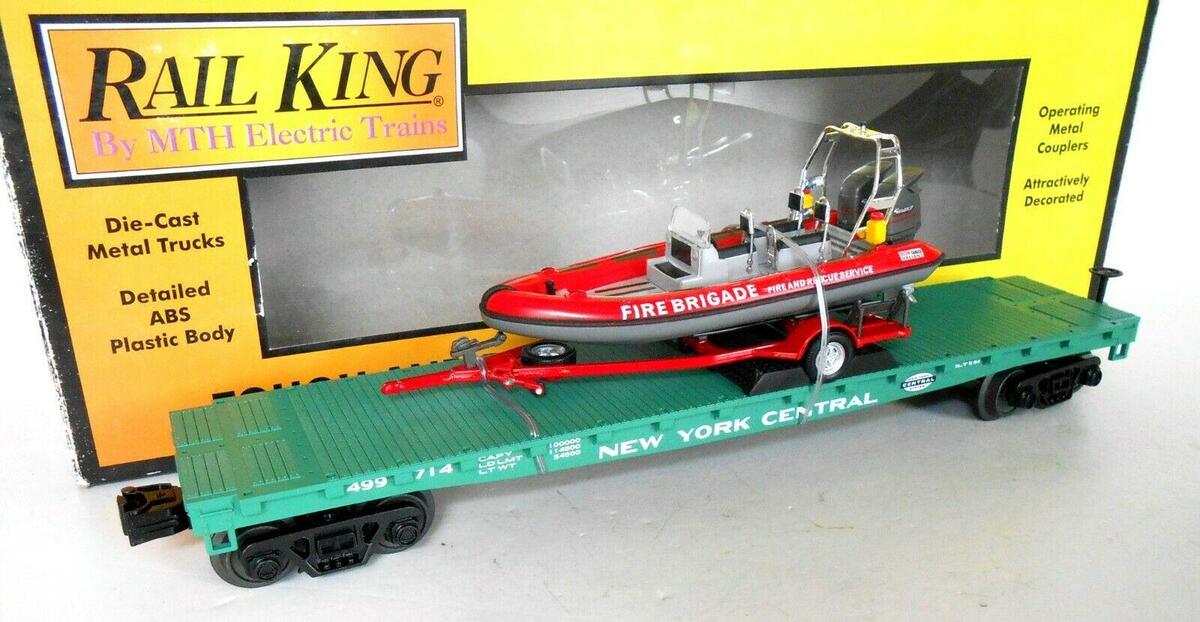 MTH 30-76540 O NYC 50' Flatcar with Rescue Boat