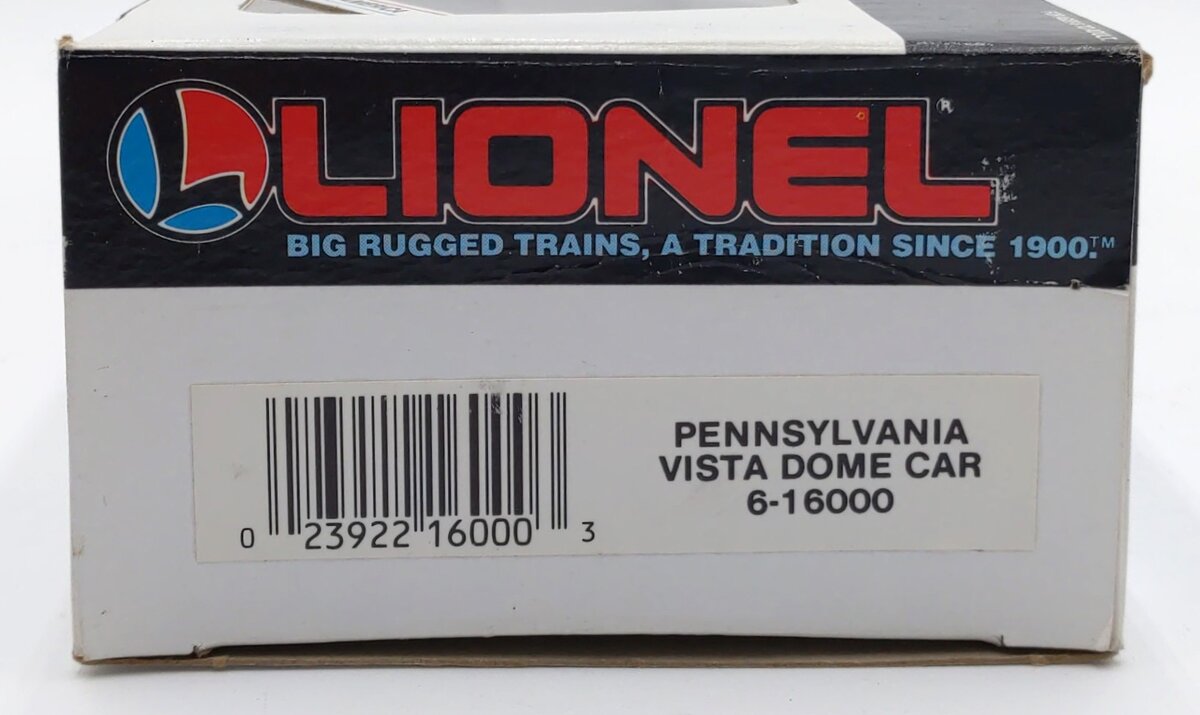Lionel 6-16000 O Gauge Pennsylvania Tuscan Vista Dome Car #16000 LN/Box