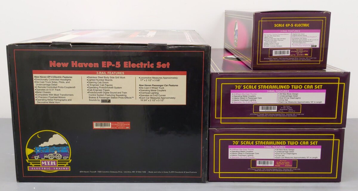 MTH 20-2197-1 O Gauge New Haven EP-5 Electric Passenger Train Set w/PS1 EX/Box