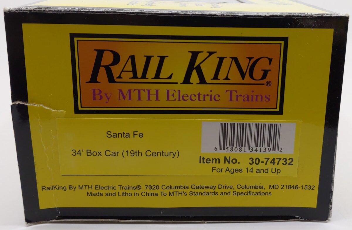 MTH 30-74732 O Gauge AT&SF 34' Box Car - 19th Century LN/Box