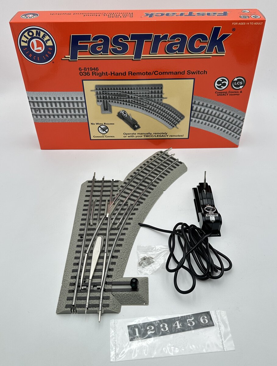 Lionel 6-81946 O-36 Remote Right Hand FasTrack Command Switch Turnout EX/Box