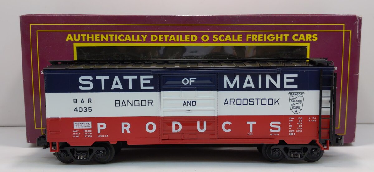 MTH 20-93018 O Gauge BAR State of Maine Boxcar #4035 LN/Box
