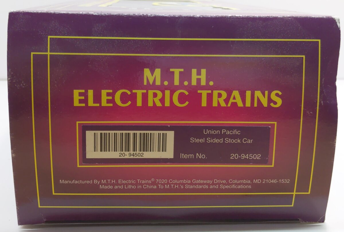 MTH 20-94502 O Gauge Union Pacific Steel Sided Stock Car #47456D EX/Box