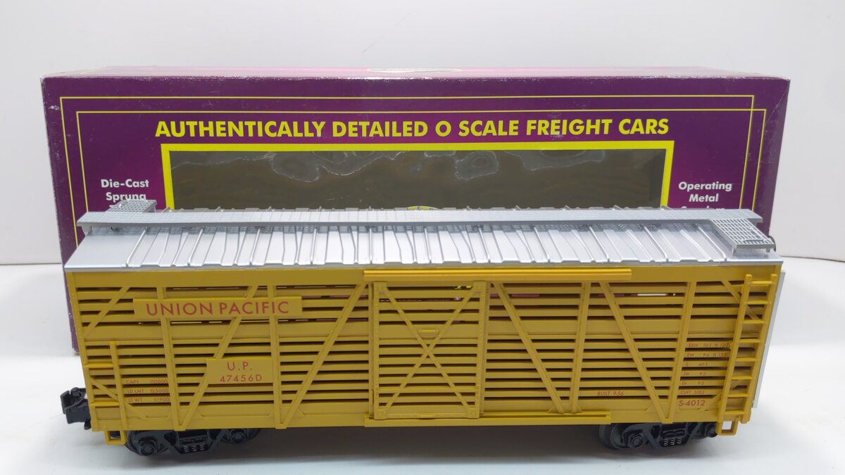 MTH 20-94502 O Gauge Union Pacific Steel Sided Stock Car #47456D EX/Box
