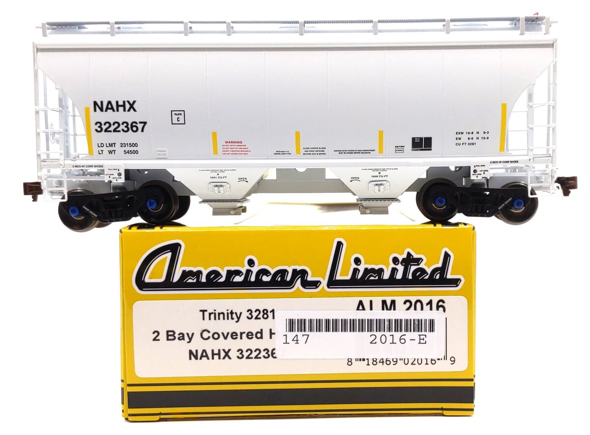 American Limited Models 2016 HO NAHX Trinity 3281 2-Bay Covered Hopper #322367