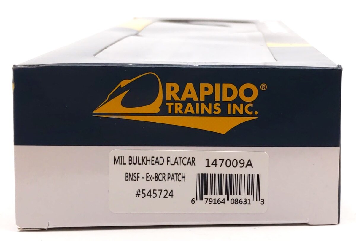 Rapido Trains 147009A HO BNSF Marine Industires Bulkhead Flatcar (Single Car)