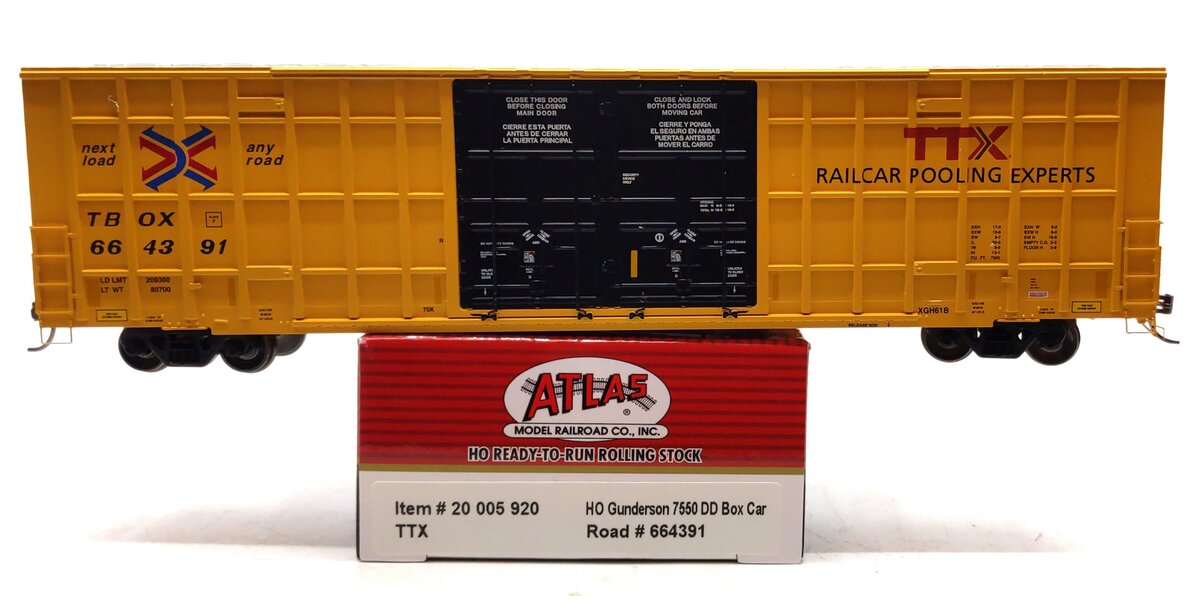 Atlas 20005920 HO TTX Master 60' Gunderson 7550 Double Door Box Car #664391 NIB