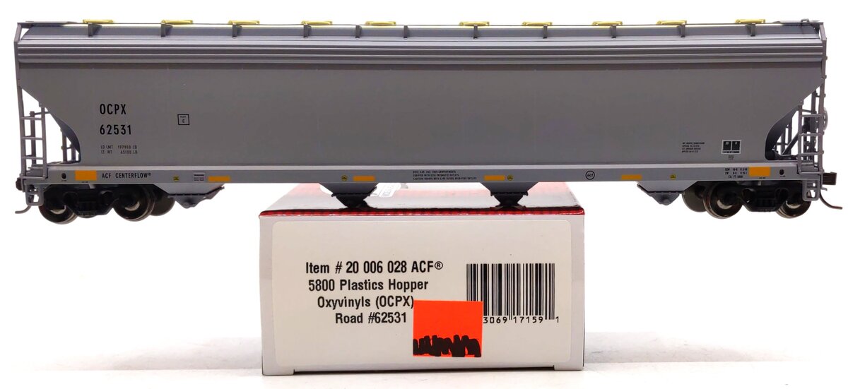 Atlas 20006028 HO Oxyvinyls ACF 5800 Centerflow Plastics Hopper Car #62531