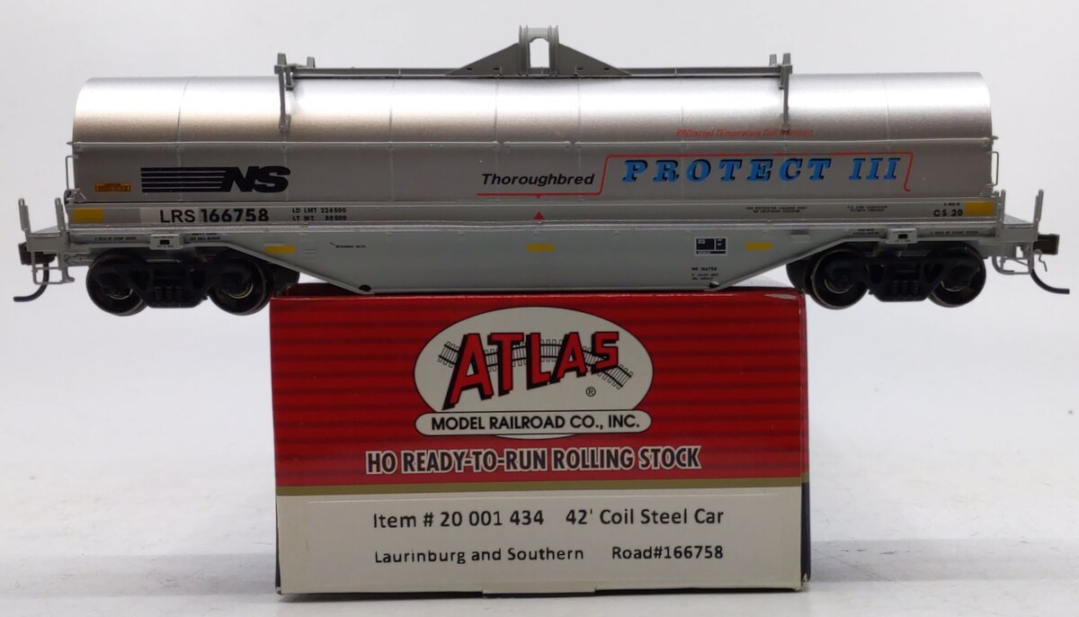Atlas 20001434 HO Scale Laurinburg & Southern 42' Coil Steel Car #166758 LN/Box