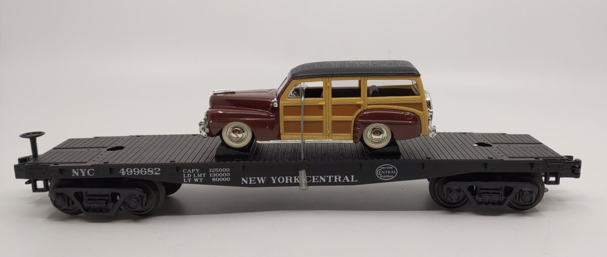MTH 33-7614 O Gauge New York Central Flat Car w/48 Ford Woody PicKUp