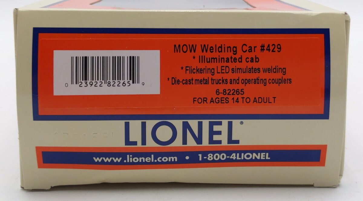 Lionel 6-82265 O Maintenance Of Way Animated Welding Car #429