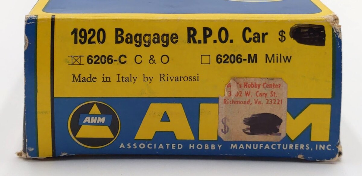 AHM 6206-C HO Chesapeake & Ohio 1920 RPO/Baggage Car #114 LN/Box