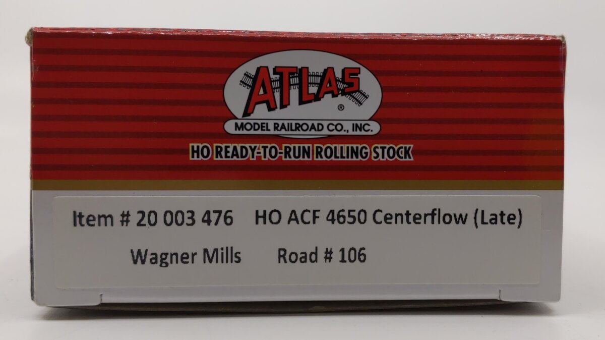 Atlas 20003476 HO Wagner Mills ACF 4650 Centerflow Covered Hopper #106