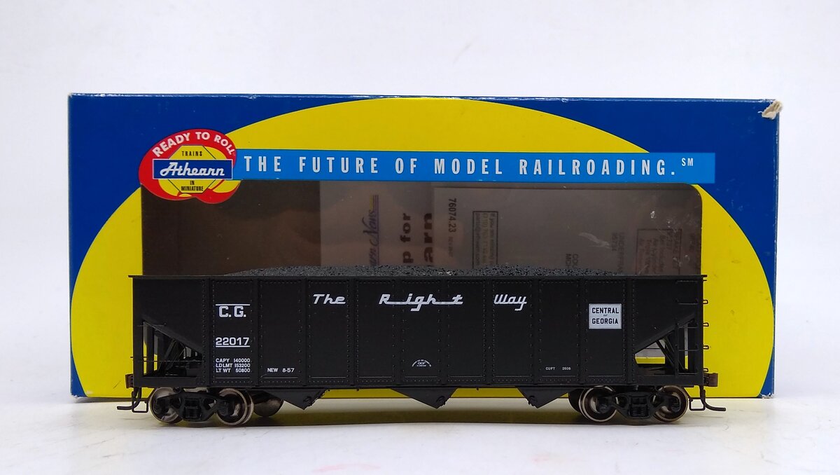 Athearn 95638 HO Central of Georgia 40' 3-Bay Ribbed Hopper #22017