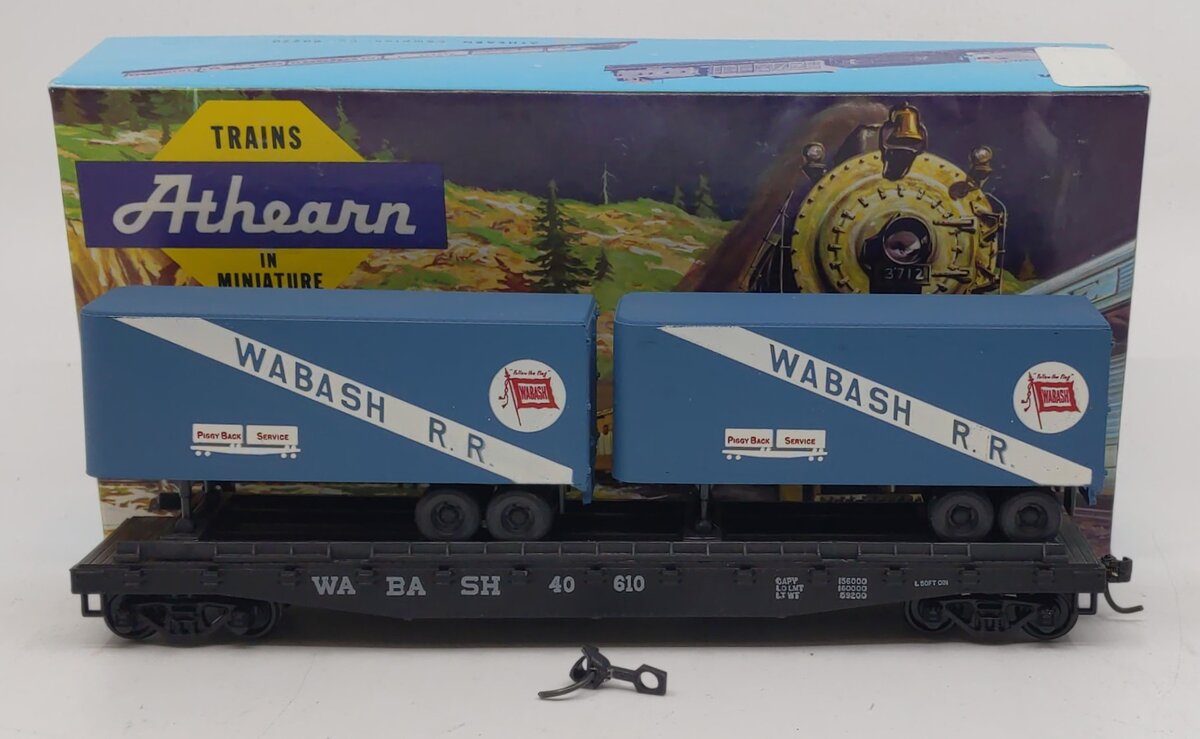 Athearn 1403 HO Wabash RR Piggy Back Trailers and Flatcar #40610