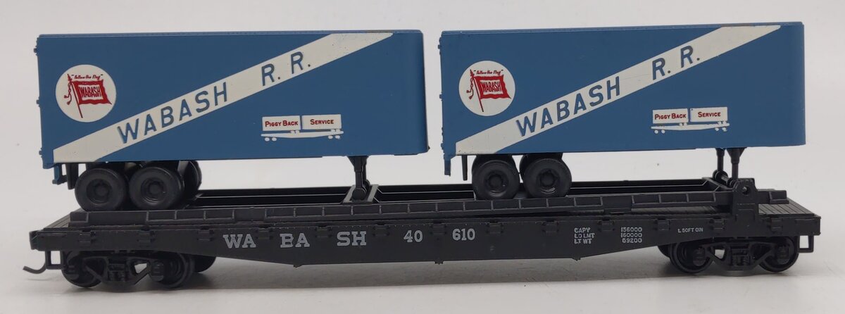 Athearn 1403 HO Wabash RR Piggy Back Trailers and Flatcar #40610