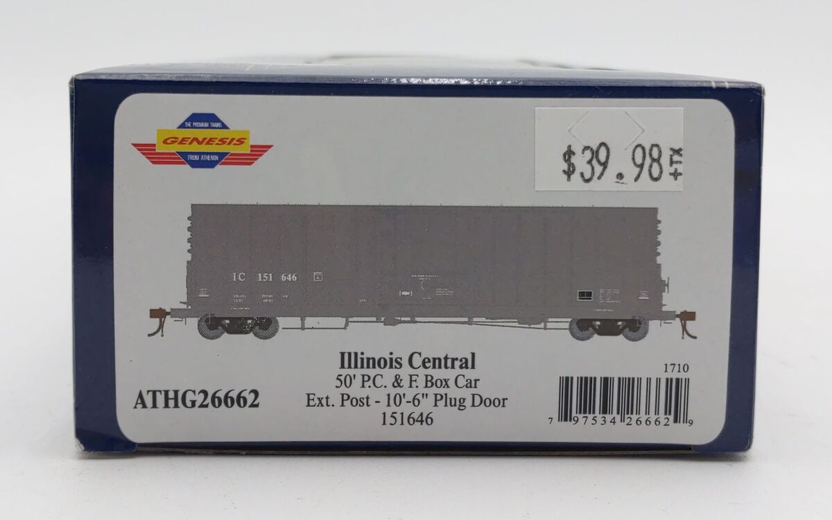Athearn G26662 HO Illinois Central 50' PC&F Box with 10'6