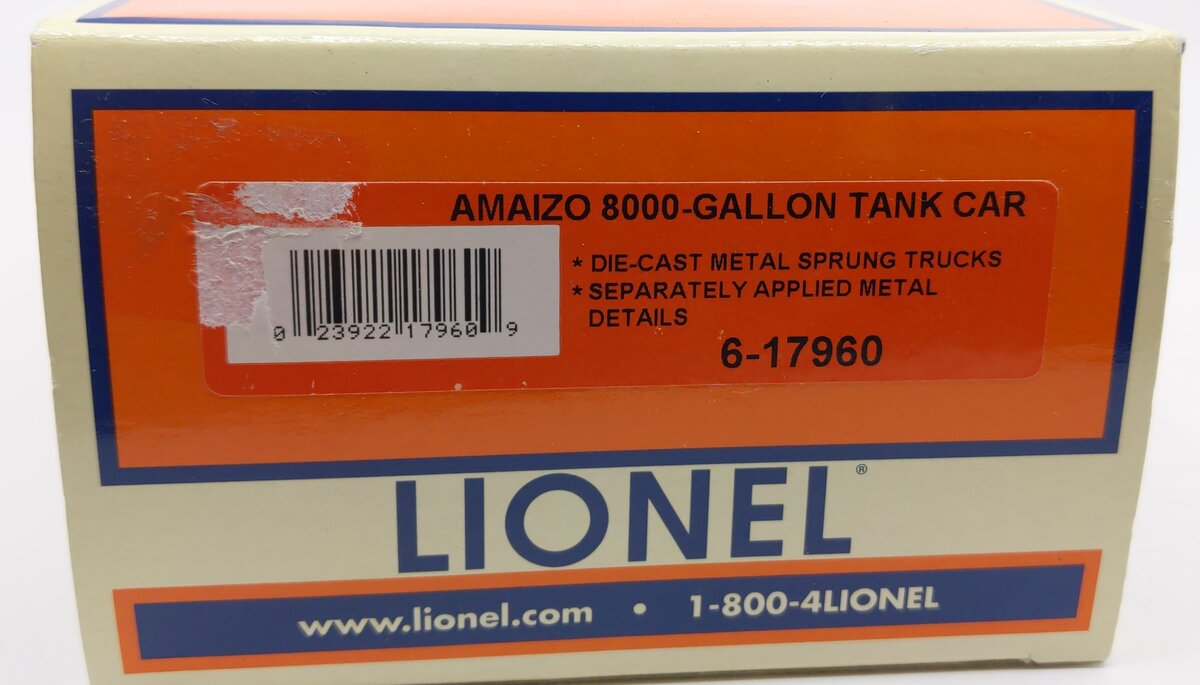 Lionel 6-17960 O Gauge Amaizo 8000 Gallon Single Dome Tank Car #15440 LN/Box