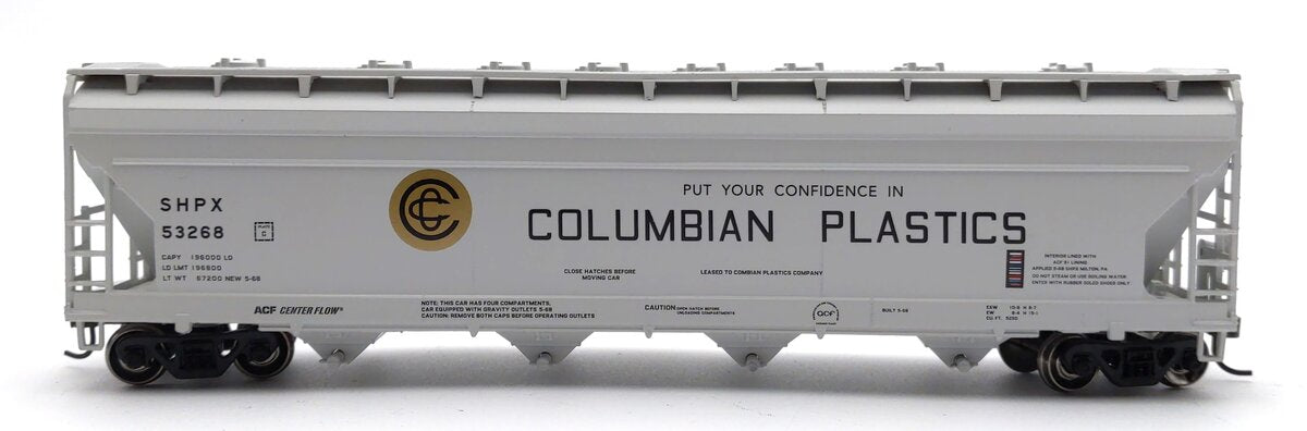 Athearn 72330 HO Columbian Plastics RTR ACF Centerflow Hopper #53268