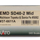 Kato 37-6611A HO Scale ATSF EMD SD40-2 Diesel Locomotive #5092