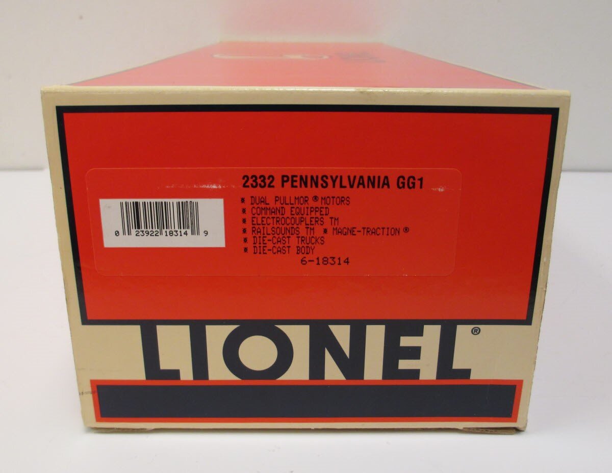 Lionel 6-18314 O Pennsylvania GG-1 Electric Locomotive #2332 w/Name Plate & Case LN/Box
