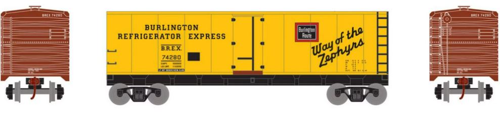 Roundhouse 86064 HO Chicago, Burlington & Quincy 40' Steel Reefer #74280