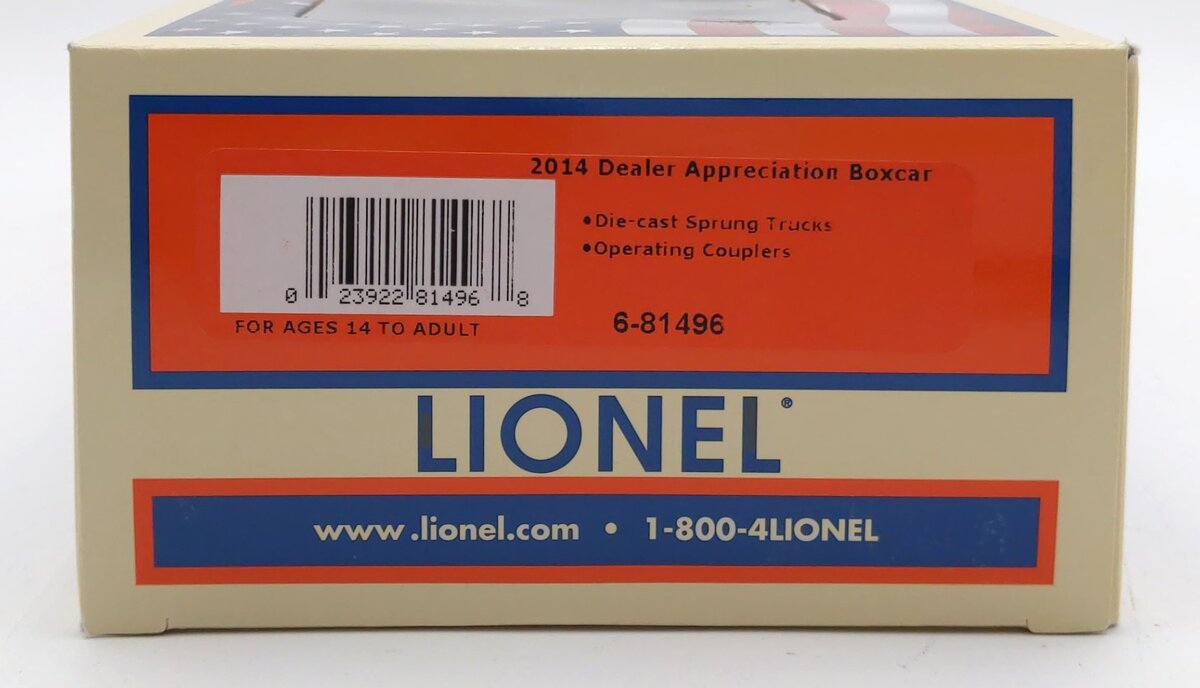 Lionel 6-81496 O 2014 Dealer Appreciation Boxcar LN/Box