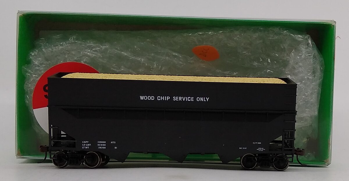 Bowser 57013 HO 70-Ton 3-Bay Offset-Side Woodchip Hopper Dim Data