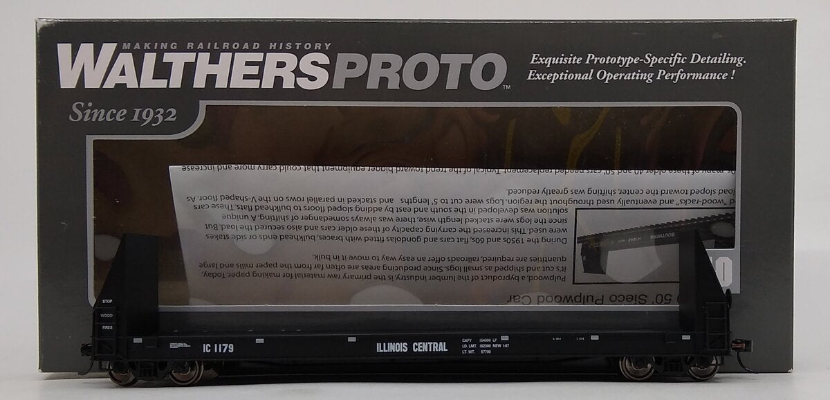 Walthers 920-104512 HO Illinois Central 50' Sieco Pulpwood Flatcar RTR #1179