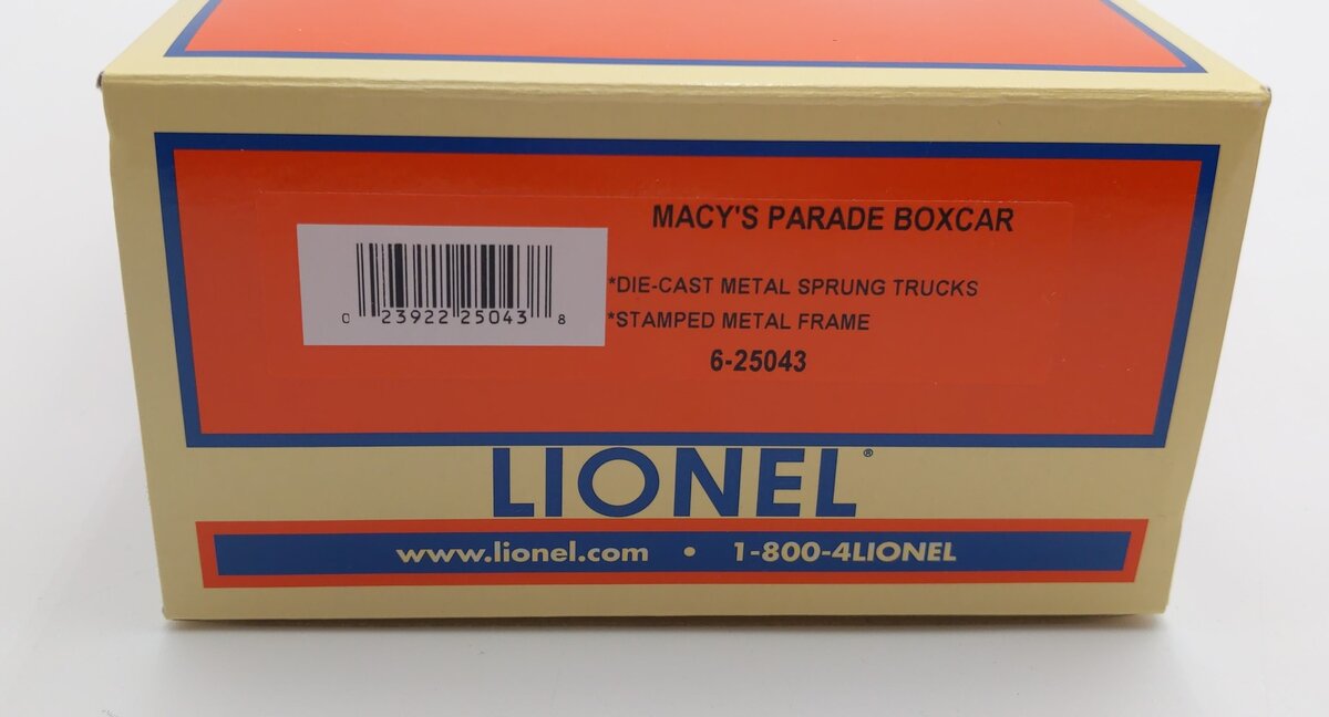 Lionel 6-25043 O Gauge Macy‘s Thanksgiving Day Parade Boxcar LN/Box