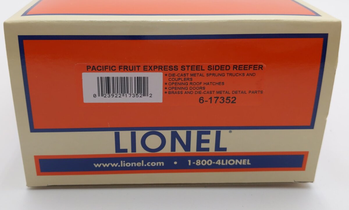 Lionel 6-17352 O Pacific Fruit Express Steel Sided Refrigerator Car #20043 LN/Box