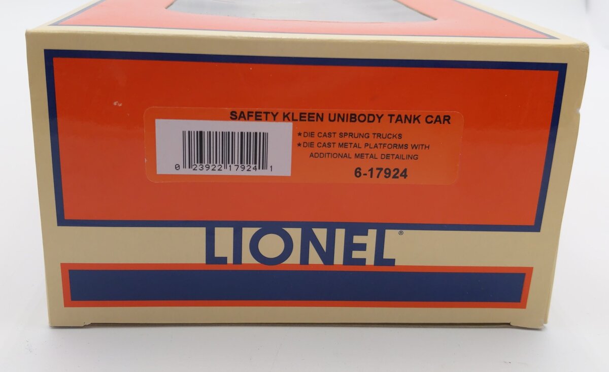Lionel 6-17924 O Gauge Safety Kleen Unibody Tank Car LN/Box