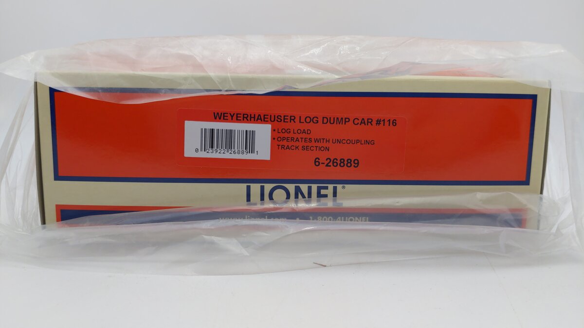 Lionel 6-26889 O Gauge Weyerhaueser Dump Car #116 LN/Box