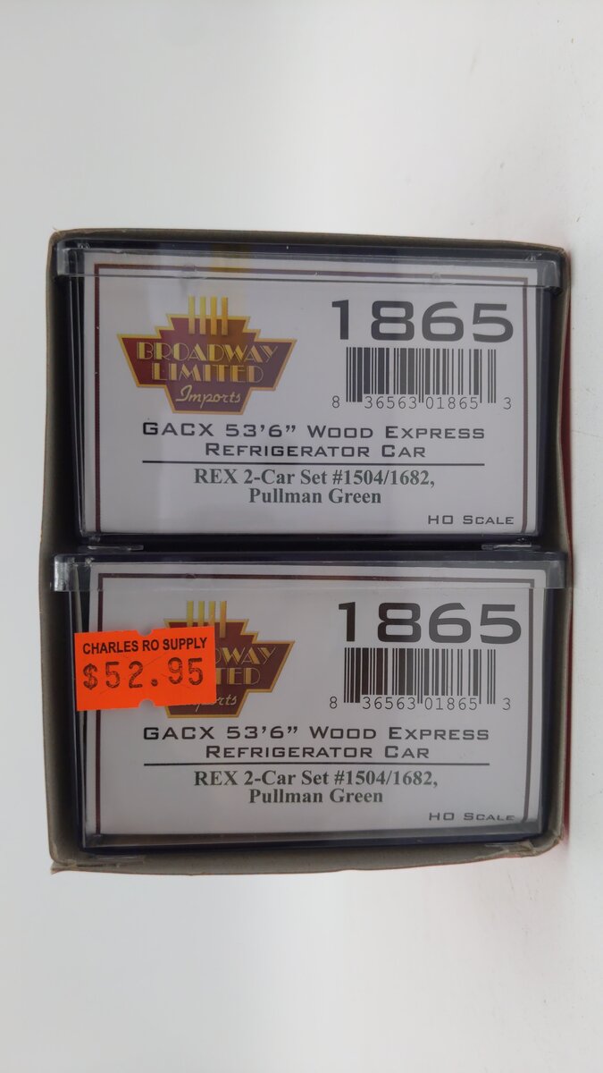 Broadway Limited 1865 HO REA GACX 53'6" Wood Reefer #1504,1682 (Pack of 2)
