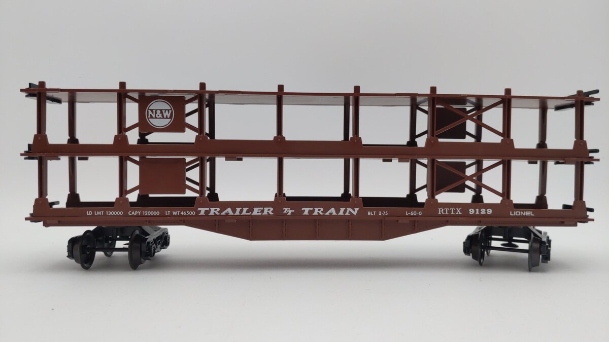 Lionel 6-9123 O Gauge Norfolk & Western 3-Tier Auto Carrier Car Brown LN/Box