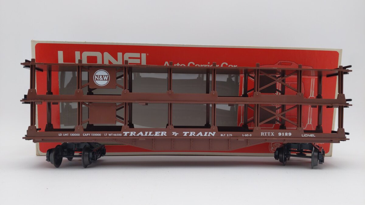 Lionel 6-9123 O Gauge Norfolk & Western 3-Tier Auto Carrier Car Brown LN/Box