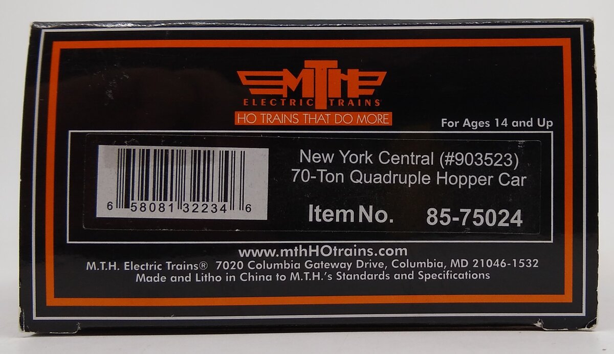 MTH 85-75024 New York Central HO Scale 70t Quad Hopper #903523